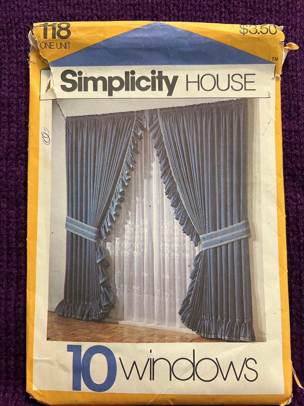 Simplicity 118 home curtain sewing pattern cards